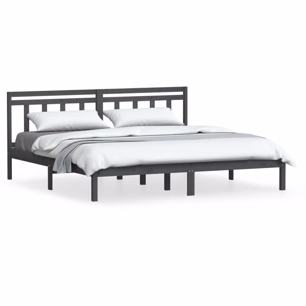 Berkfield Home Beautiful Bed Frame in Grey Solid Pine, W/D/H: 200 x 100 x 206 cm – 3