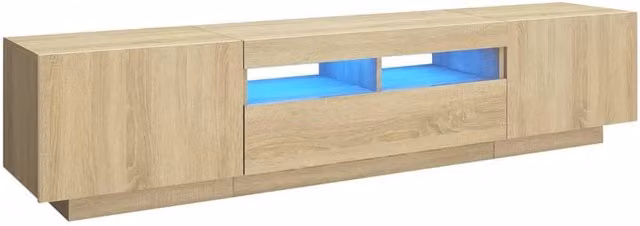 Berkfield Home Modern TV Cabinet with LED Lights in Sonoma Oak Brown, W/D/H: 180 x 40 x 35 cm