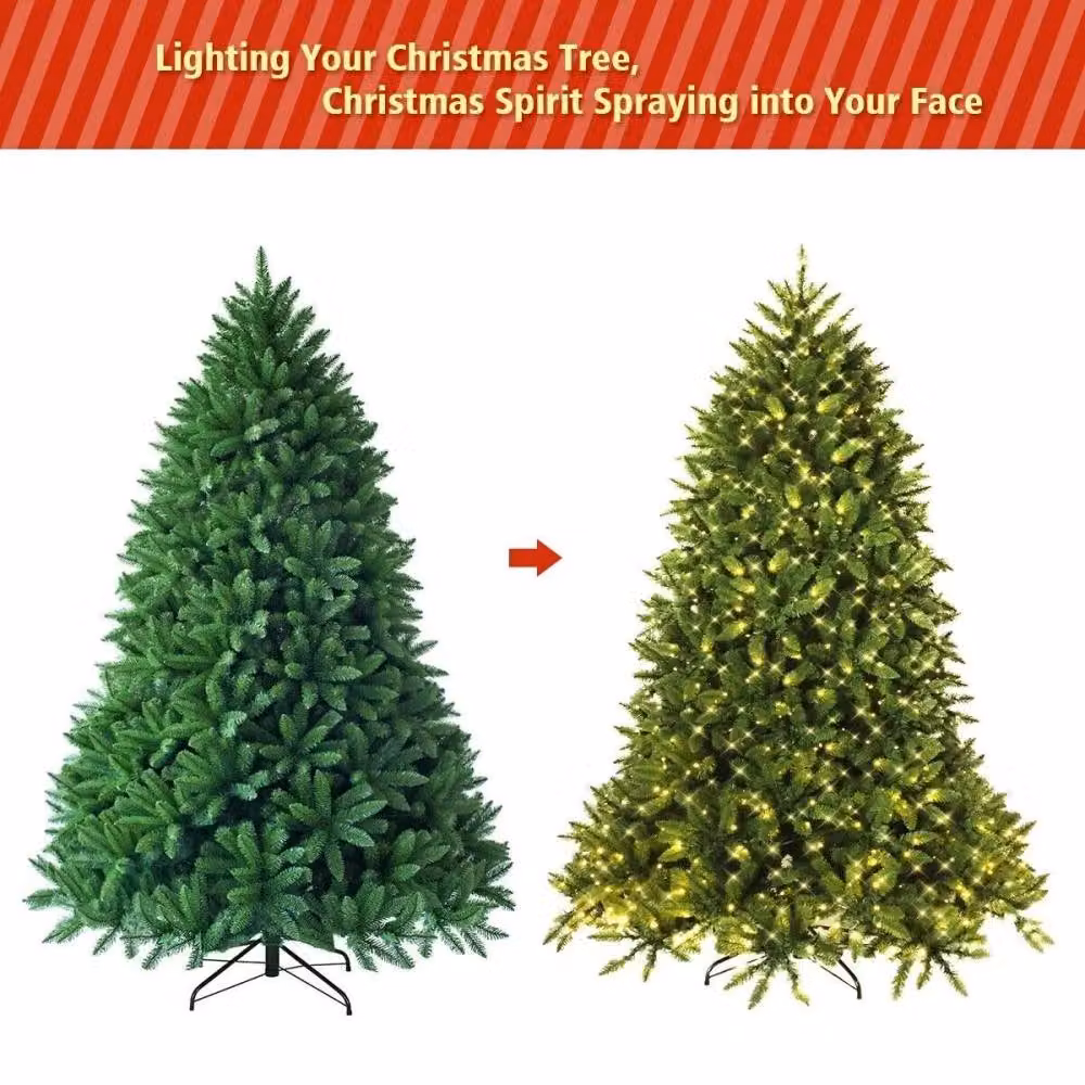 Costway 5ft Pre-Lit Artificial Christmas Tree in Green with 450 LED Lights and 8 Lighting Modes – 3