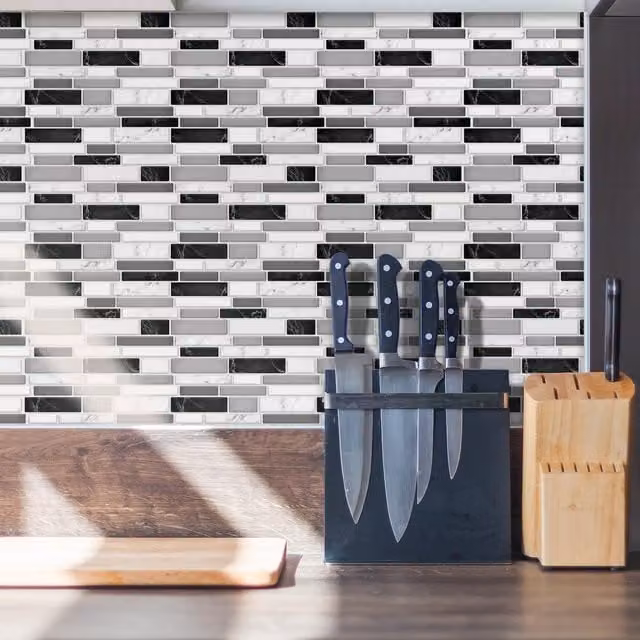 WALPLUS Grey Geometric 3D Adhesive Tile Stickers