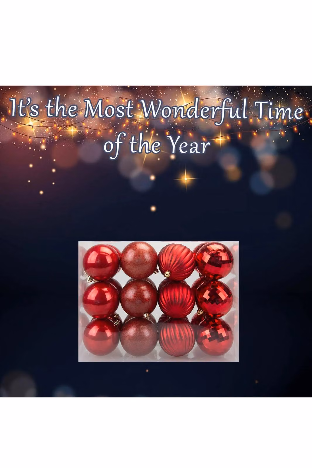 VFM e-Store Red Round Christmas Bauble Hanging Tree Ornaments, Pack of 24, Diameter: 8 cm – 3
