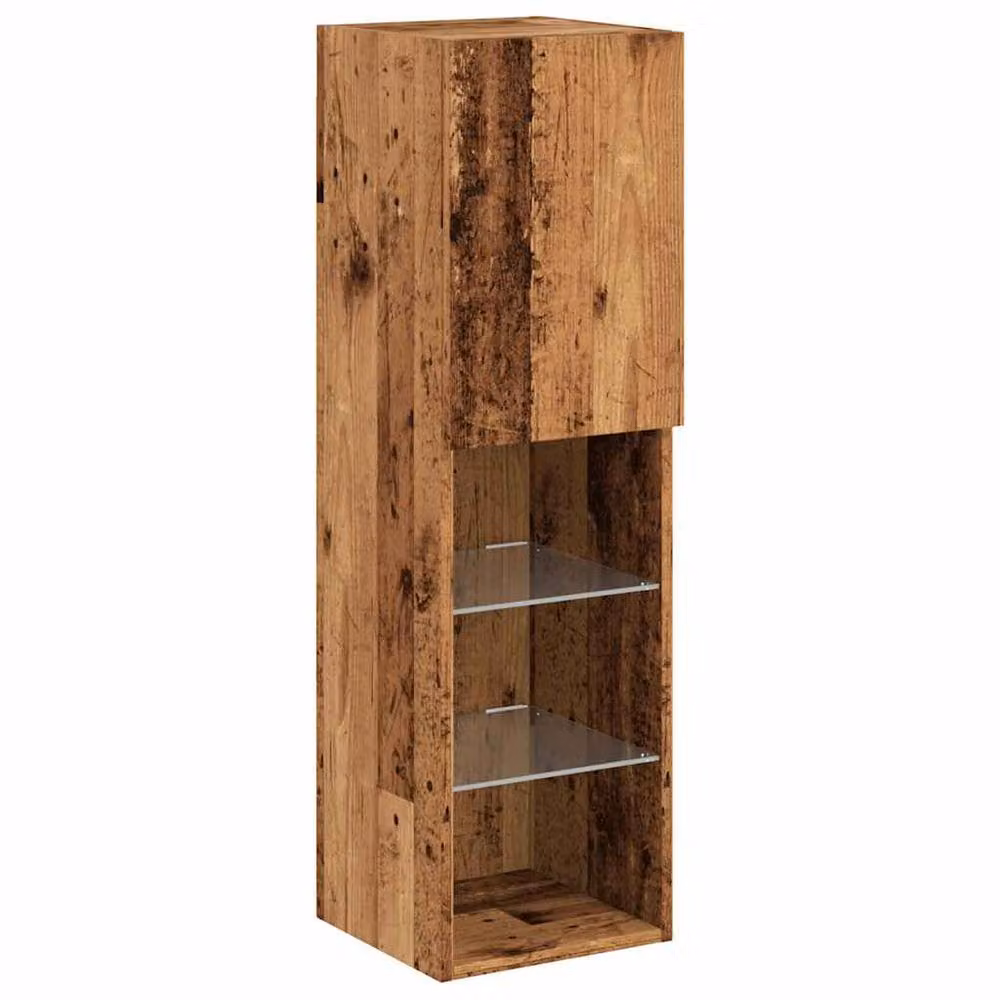 Berkfield Home Set of 2 TV Cabinets with LED Lights in Old Wood Brown, W/D/H: 30.5 x 30 x 102 cm – 4