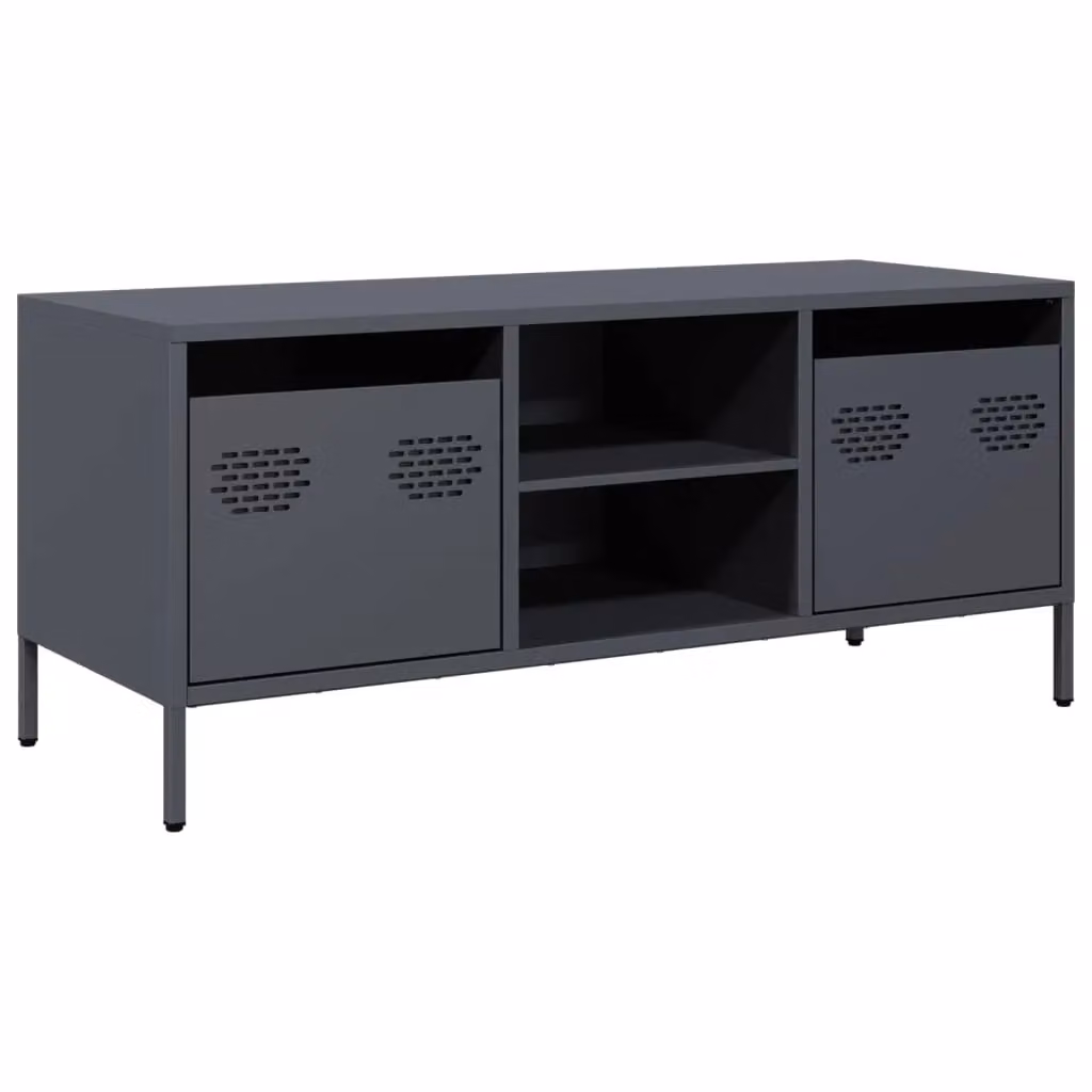Berkfield Home Industrial TV Cabinet in Anthracite, W/D/H: 101.5 x 39 x 43.5 cm – 2