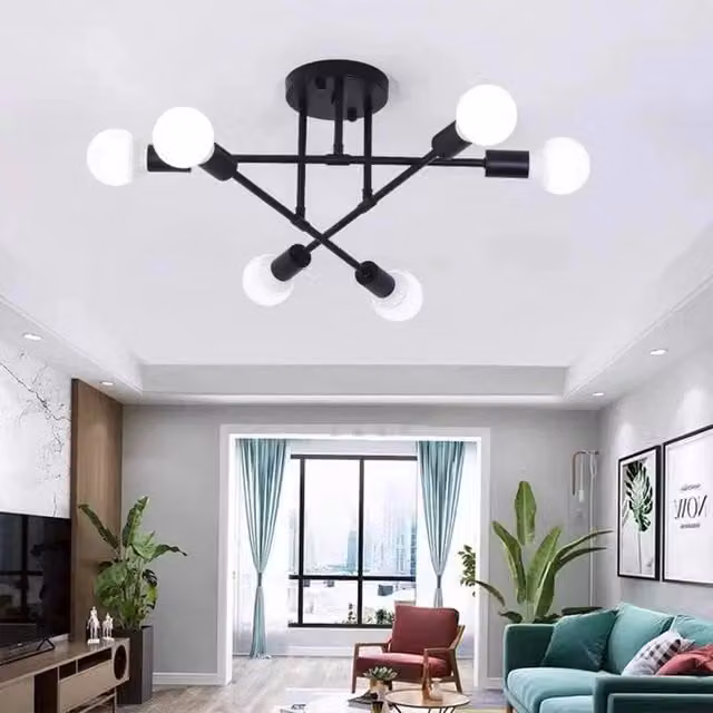 NESTLUNE Vintage LED Sputnik Pendant Ceiling Light Chandelier in Black – 1