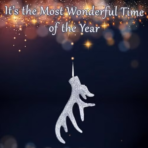 VFM e-Store Silver Hanging Stag Antler Christmas Tree Ornament, H 17 x W 7 x D 2 cm – 3