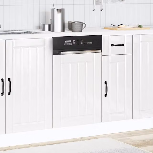 Berkfield Home Lucca High Gloss White Decorative Dishwasher Panel in Engineered Wood