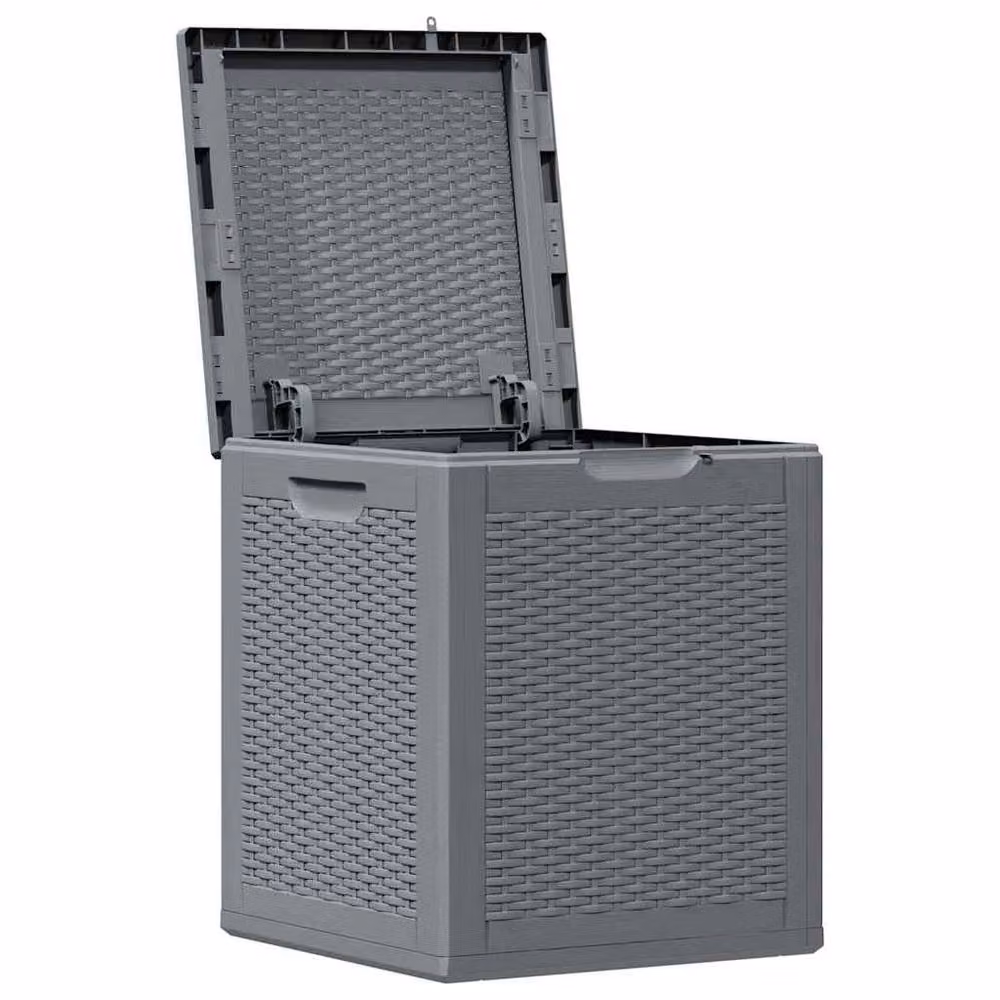 Berkfield Home Grey Rattan Style Garden Storage Box, 90 L, W/D/H: 51 x 44 x 43 cm – 3