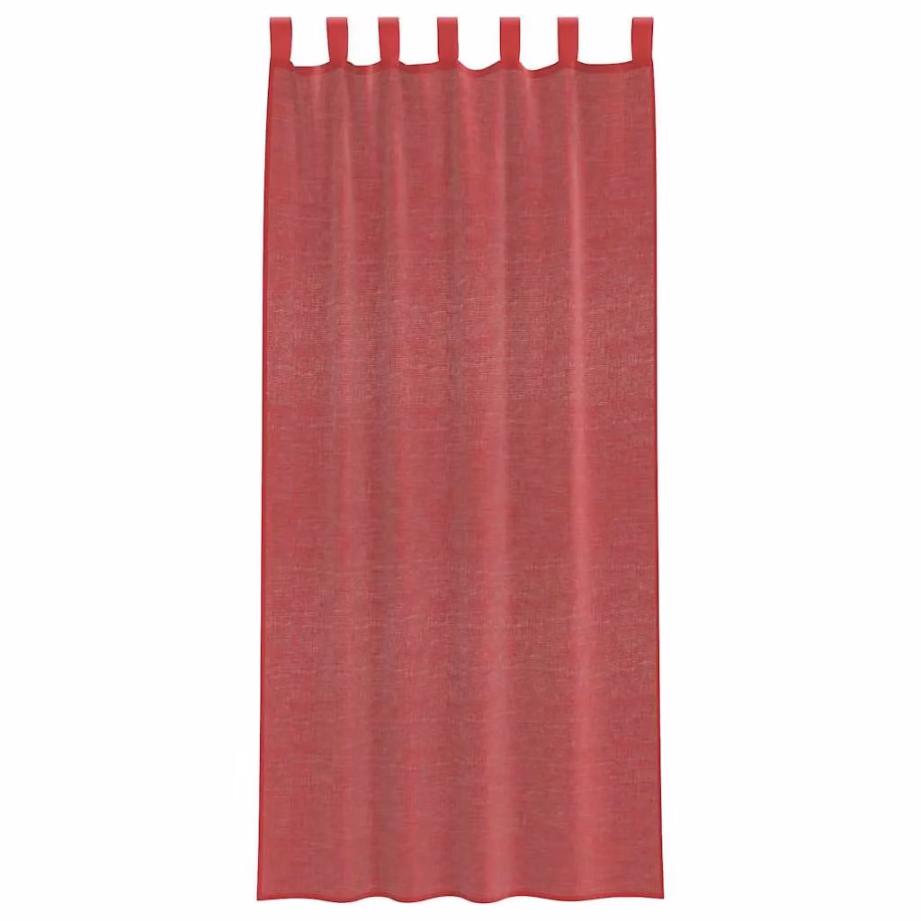 Berkfield Home Red Transparent Voile Fabric Curtains with Rod Pockets, 2 Pack – 3