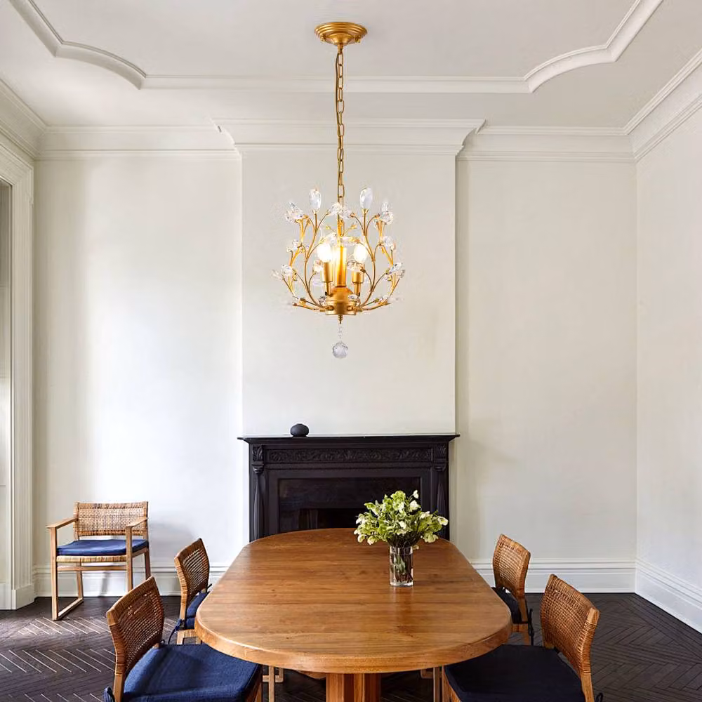 NIVOR Vintage 3 Light K9 Crystal Pendant Chandelier in Gold and Transparent Glass – 2