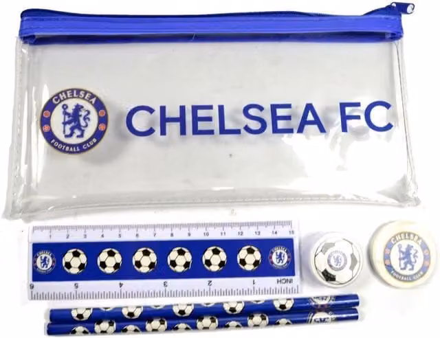Chelsea FC Blue Plastic School Stationery Box Case with Zip