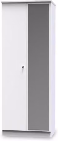 Welcome Lumiere Modern 2 Door Tall Mirrored Double Wardrobe with Integrated LED Lighting in Grey or White