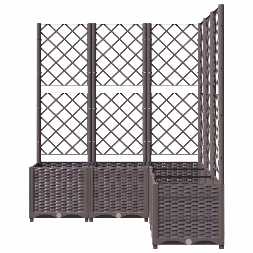 Berkfield Home Garden Planter with Trellis in Brown, W/D/H: 120 x 120 x 136 cm – 3