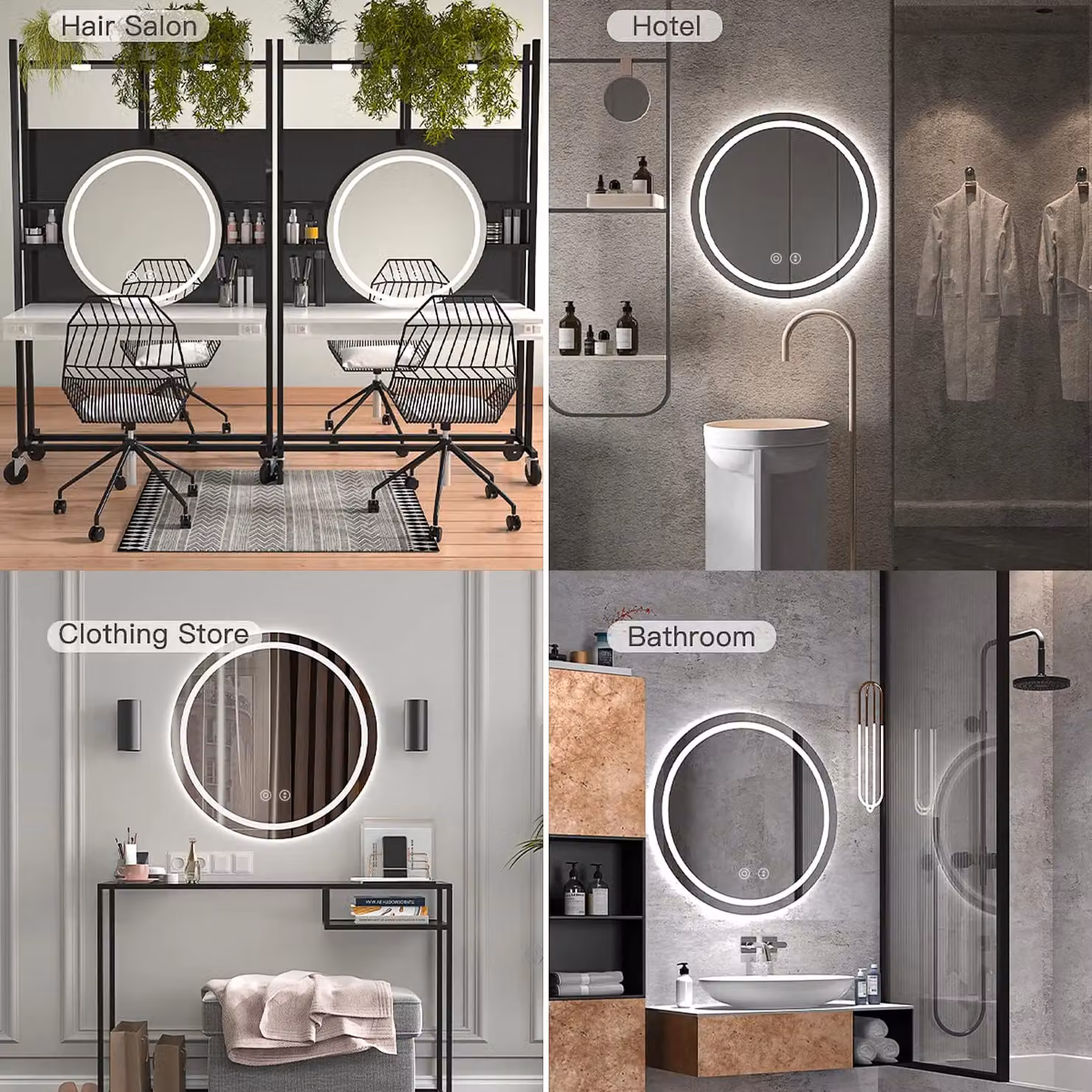 Dprodo Round LED Bathroom Vanity Mirror with 3 Colour Temperatures in Natural White – 6