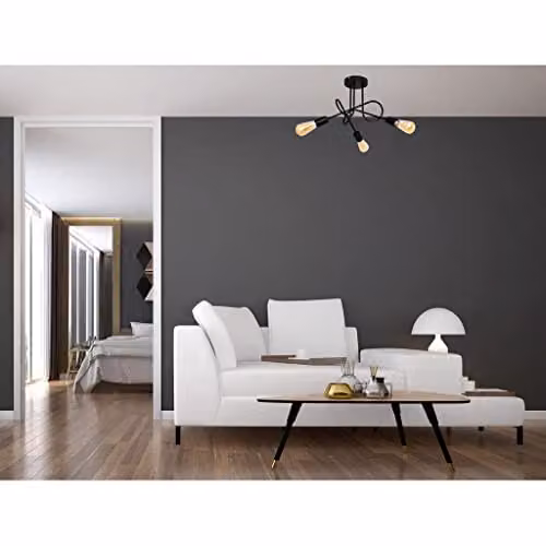 Netlighting Helam Oxford Multi Arm Semi Flush Ceiling Light in Black, Diameter: 50 cm – 2