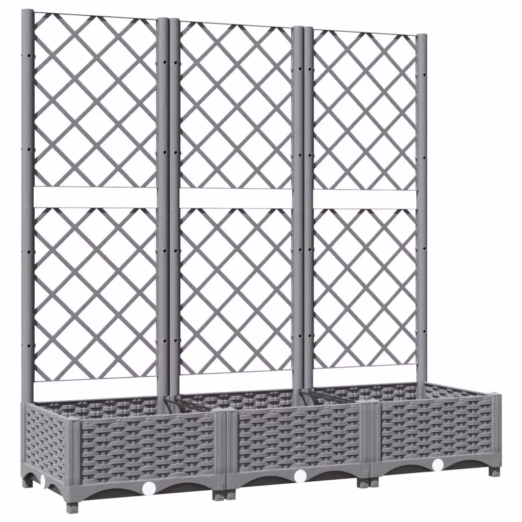 Berkfield Home Garden Planter with Trellis in Light Grey, W/D/H: 120 x 40 x 121.5 cm – 2
