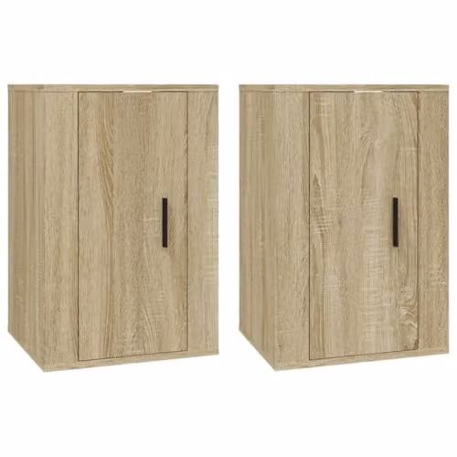 vidaXL 2 Piece Modern Wall-mounted TV Cabinet Set in Brown, W/D/H: 60 x 40 x 34.5 cm