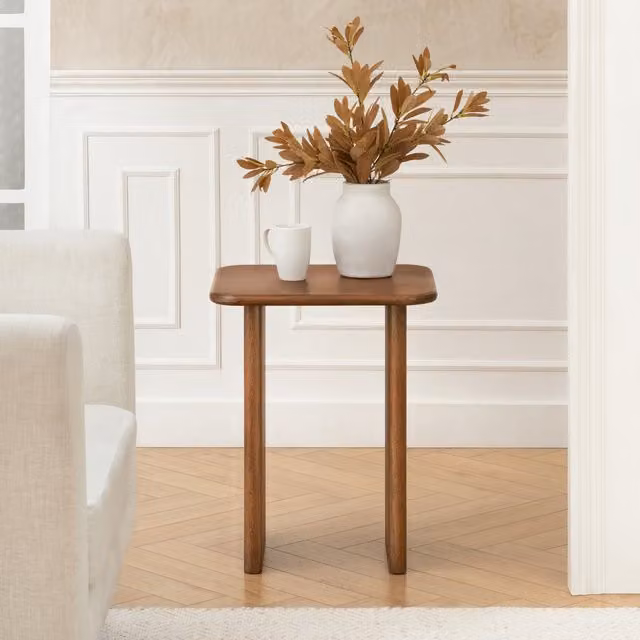 MH London Jem Mid-Century Solid Wood Side Table in Walnut