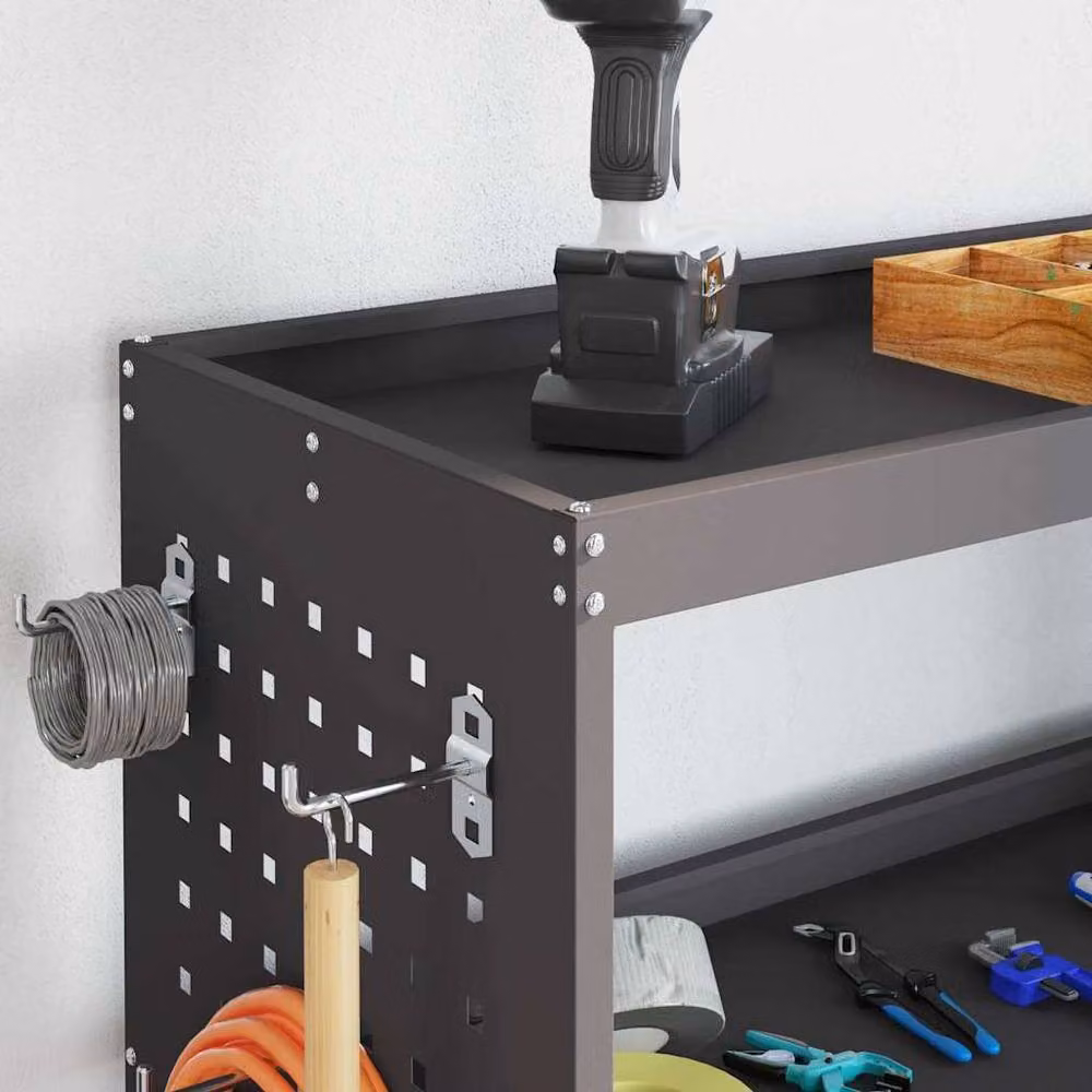 Berkfield Black Steel Tool Trolley with Shelf and Lockable Wheels – 4