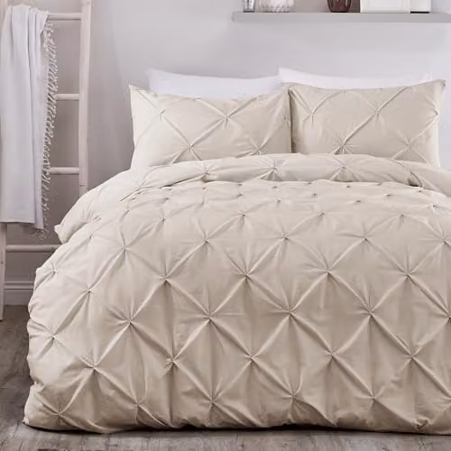 Serene Luxury Microfibre Duvet Cover and Pillowcase Set in Beige, W/D/H: 230 x 220 x 180 cm