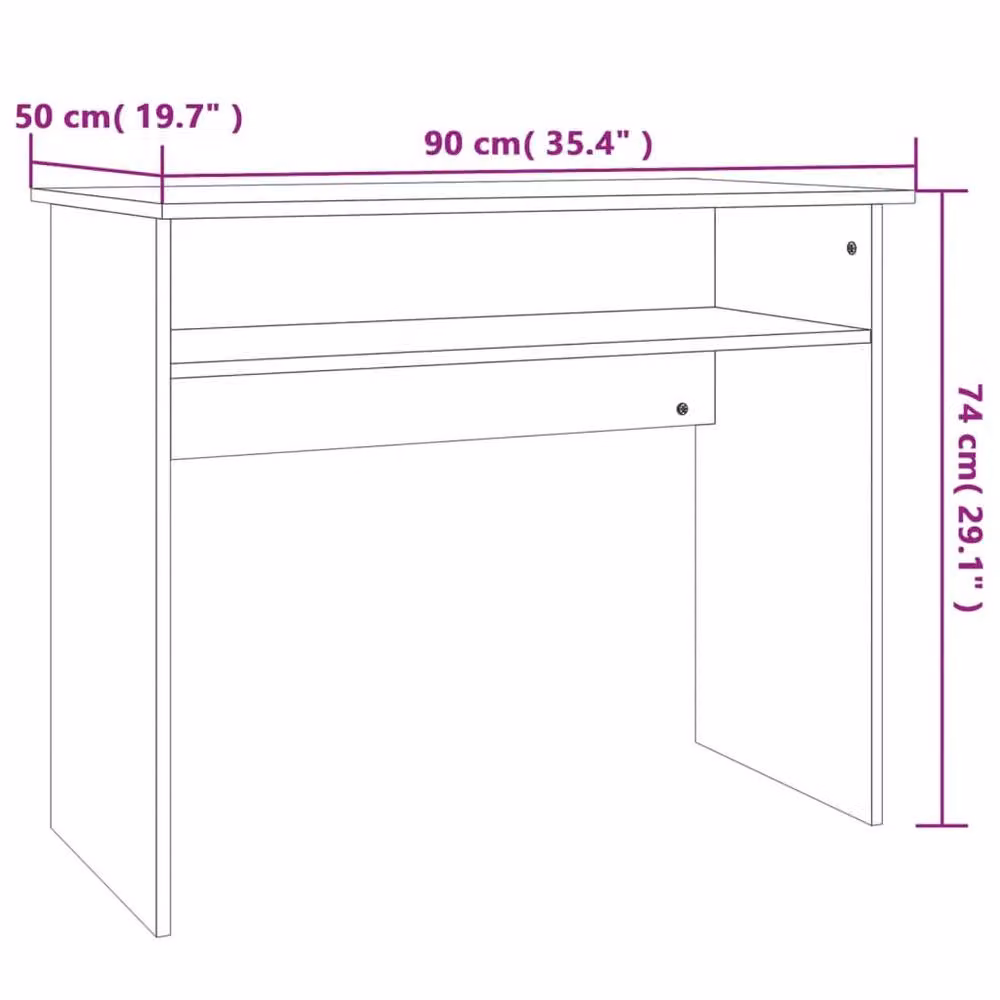 Berkfield Home Modern Computer Desk in Grey, W/D/H: 90 x 50 x 74 cm – 3