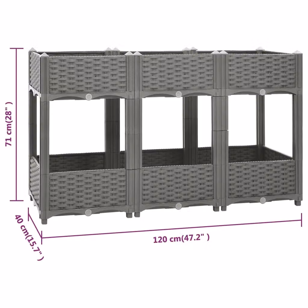 Berkfield Home Grey Polypropylene Raised Bed W/D/H: 120 x 40 x 71 cm – 5