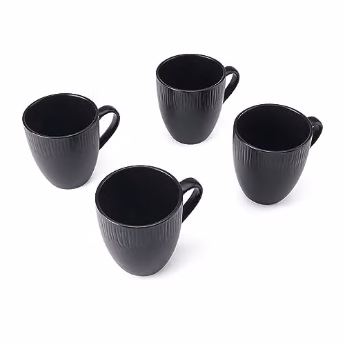 Mikasa Jardin Midnight Floral Stoneware Mug Set, Black, 4 x 420ml – 2