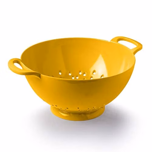 Zeal Melamine Colander with Handles and Feet, Yellow, Diameter: 20 cm