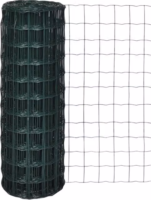 Berkfield Home Euro Fence PVC-Coated Steel Fencing, Green, W: 10 m, H: 1.5 m – 1