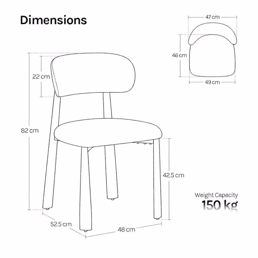 Merax Set of 2 Cream Chenille Upholstered Dining Chairs with Metal Legs – 2