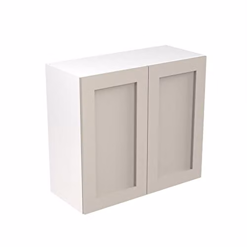 Kitchen Kit Shaker Door Flatpack Wall Cabinet in Light Grey Matt, W/D/H: 80.0 x 33.0 x 72.0 cm