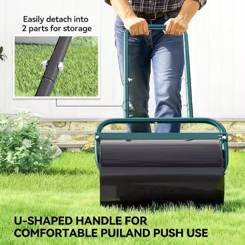 Outsunny Manual Garden Lawn Roller Aerator in Dark Green, holds 62kg of Sand or 38L of Water – 5