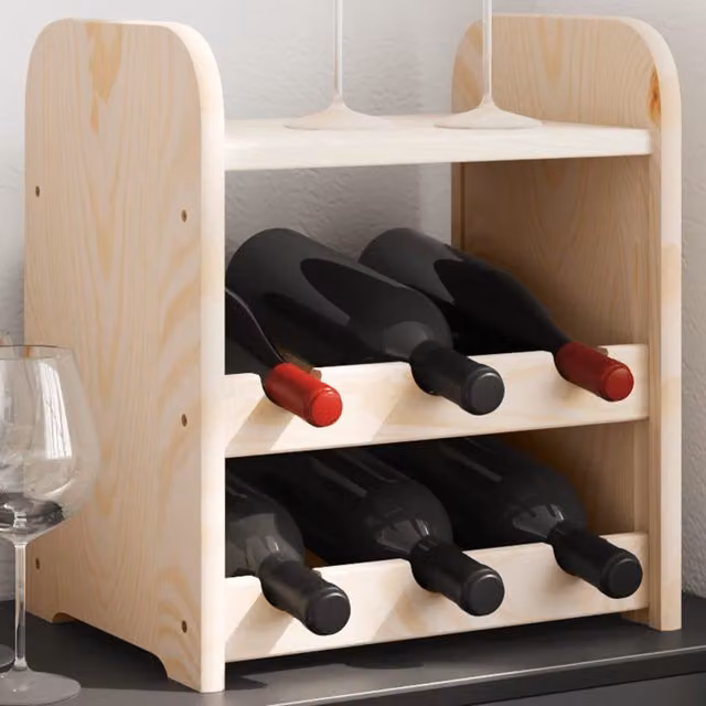 Berkfield Home Rustic Solid Wood Pine Wine Rack with Top Board in Brown W/D/H: 33 x 25 x 37 cm – 1