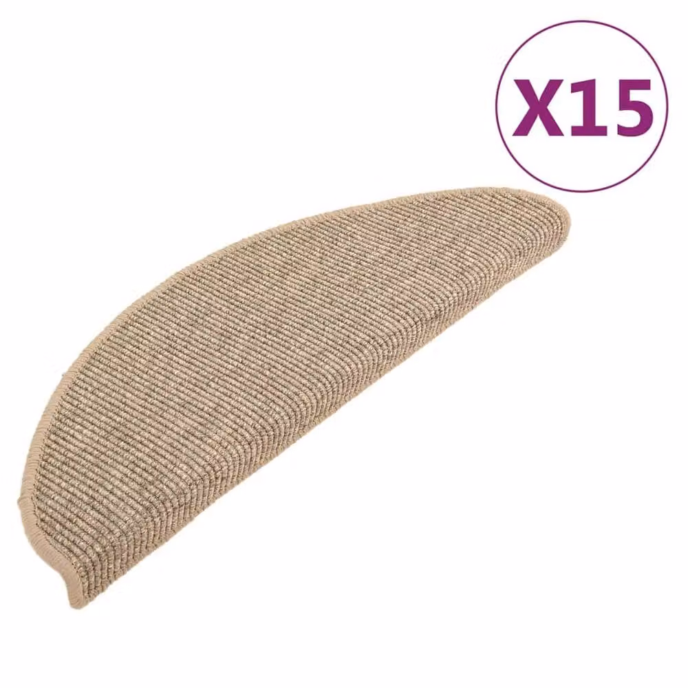 Berkfield Home Self-adhesive Stair Mats, 15 Pack, Dark Beige, W: 65 cm, D: 21 cm, H: 4 cm – 2