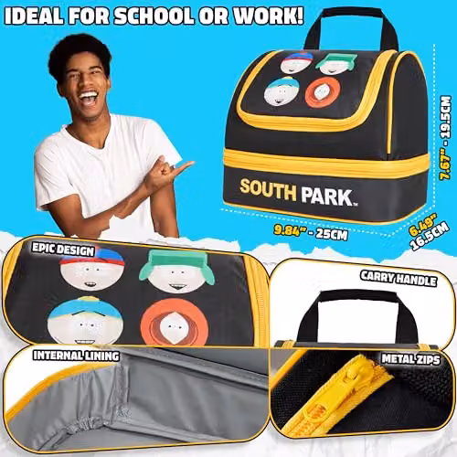 Get Trend South Park Insulated Dual Compartment Lunch Bag in Black – 6