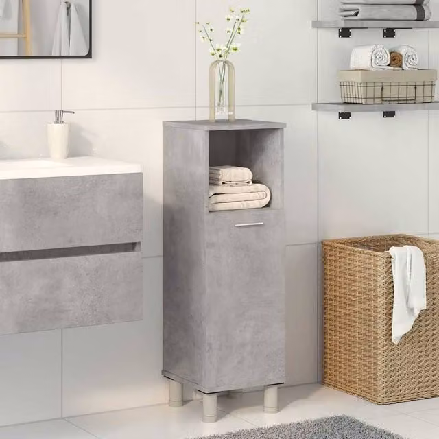 Berkfield Home Modern Freestanding Bathroom Cabinet in Concrete Grey, W/D/H: 30 x 30 x 95 cm – 1