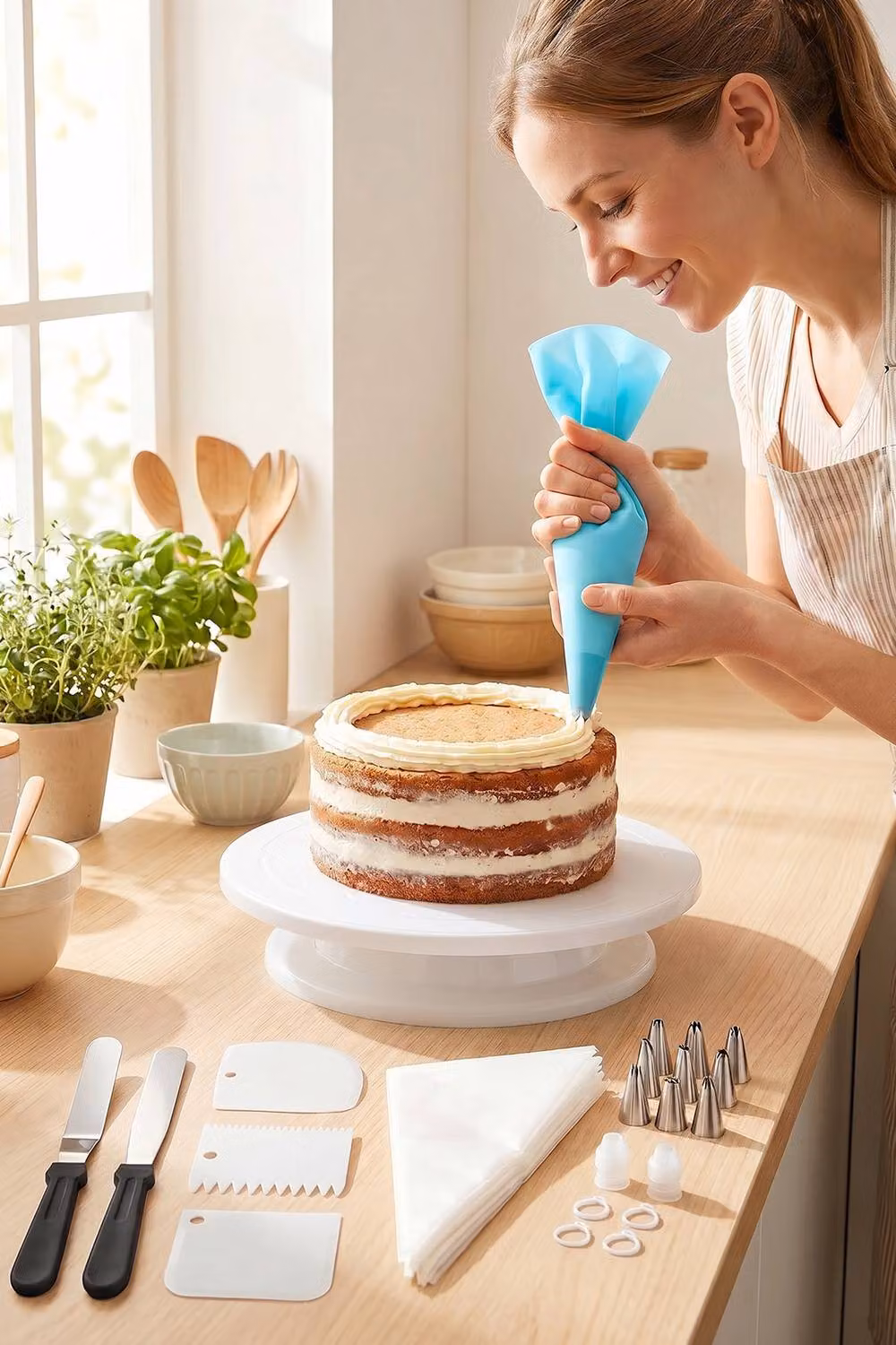 Living and Home 76-Piece Cake Decorating Set with Piping Bags and Nozzles in White – 2