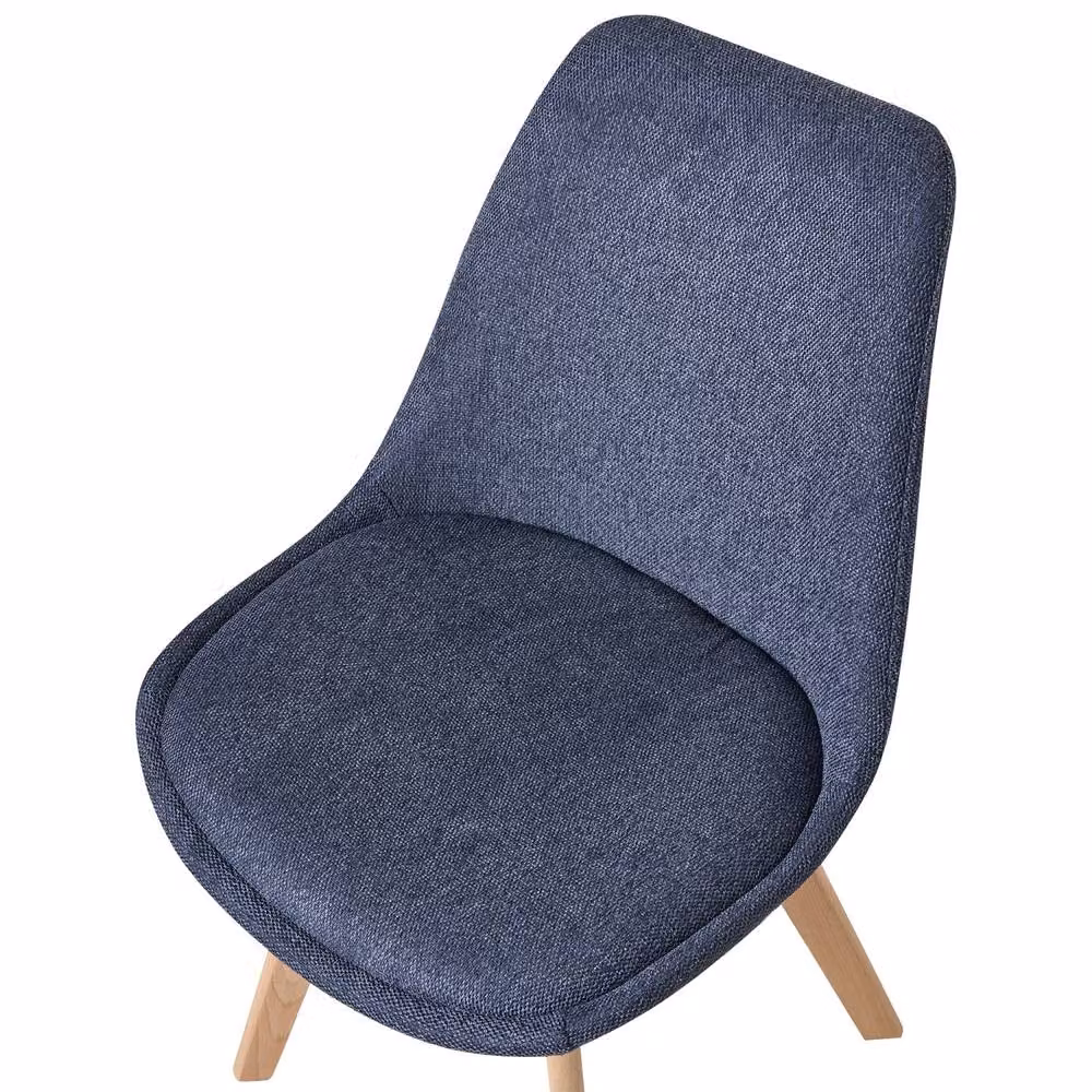 Wyld and Coco Set of 2 Modern Blue Fabric Upholstered Dining Chairs with Beechwood Legs – 4