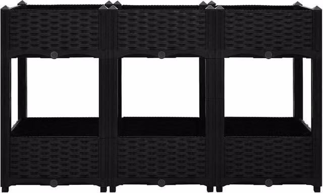 Berkfield Home Raised Bed in Black Plastic, W/D/H: 120 x 40 x 71 cm