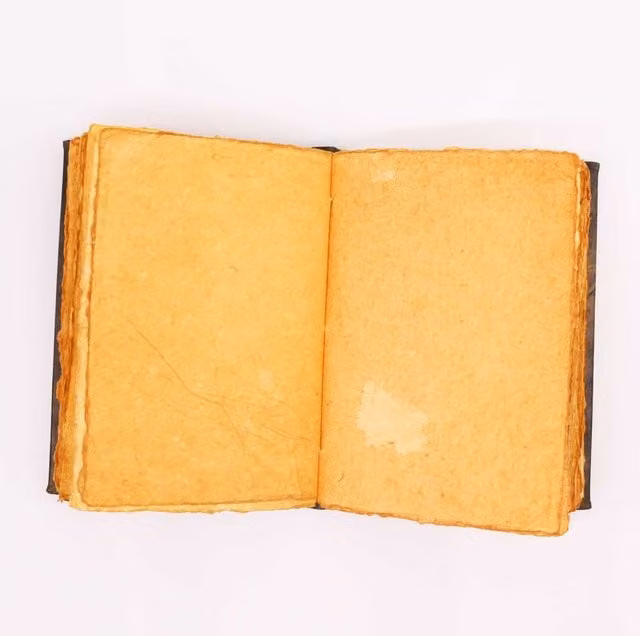 KDMK Brown Leather Hardcover Blank Notebook with 200 Metal Pentagon Decor Pages