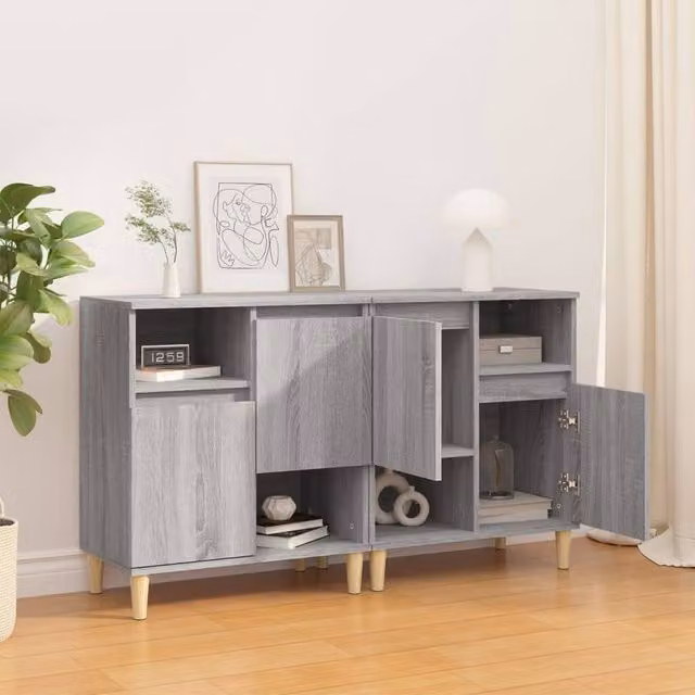 Berkfield Home Set of 2 Grey Sonoma Sideboards in Engineered Wood, W/D/H: 60 x 35 x 70 cm – 1