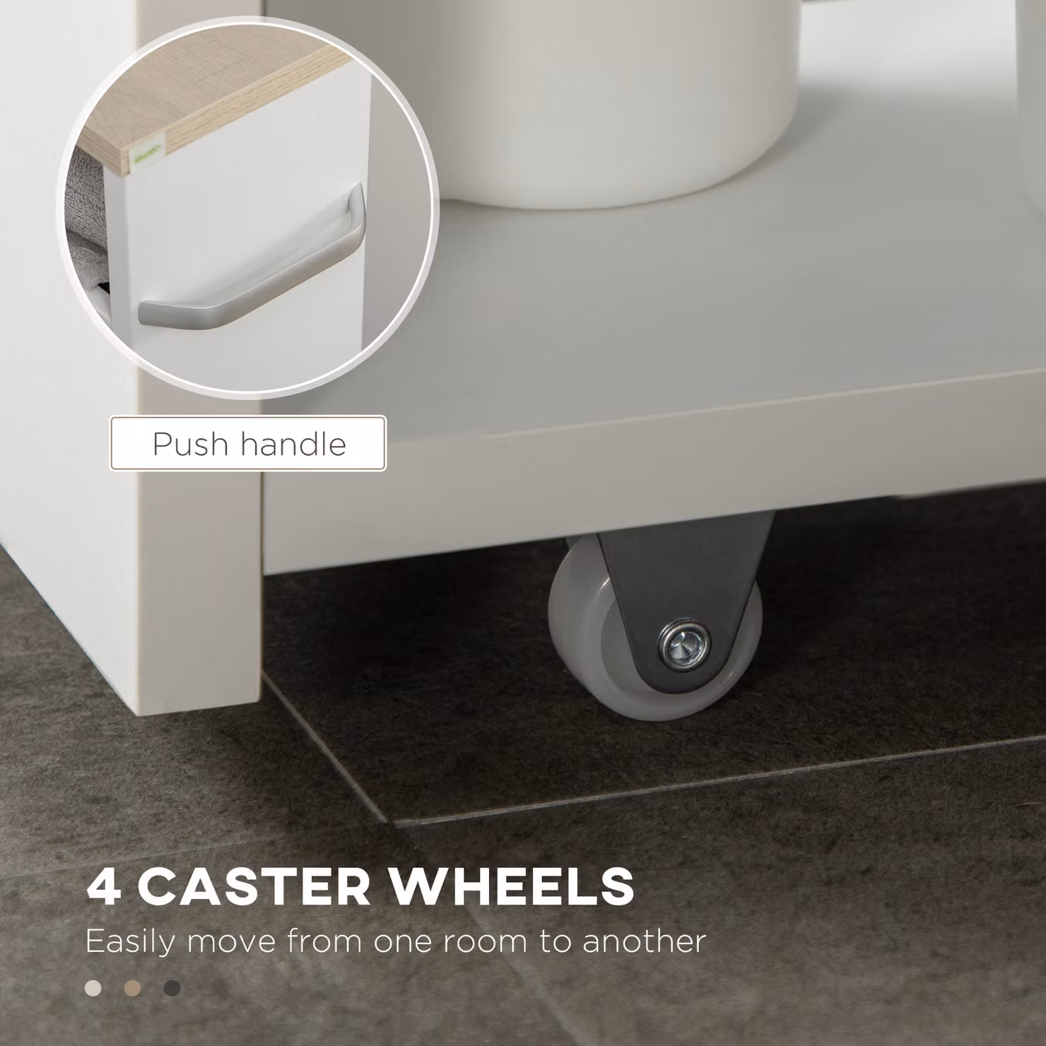 kleankin 4-Tier Compact Storage Trolley with Wheels and Handle, White and Silver, W/D/H: 48 x 15 x 80 cm – 4