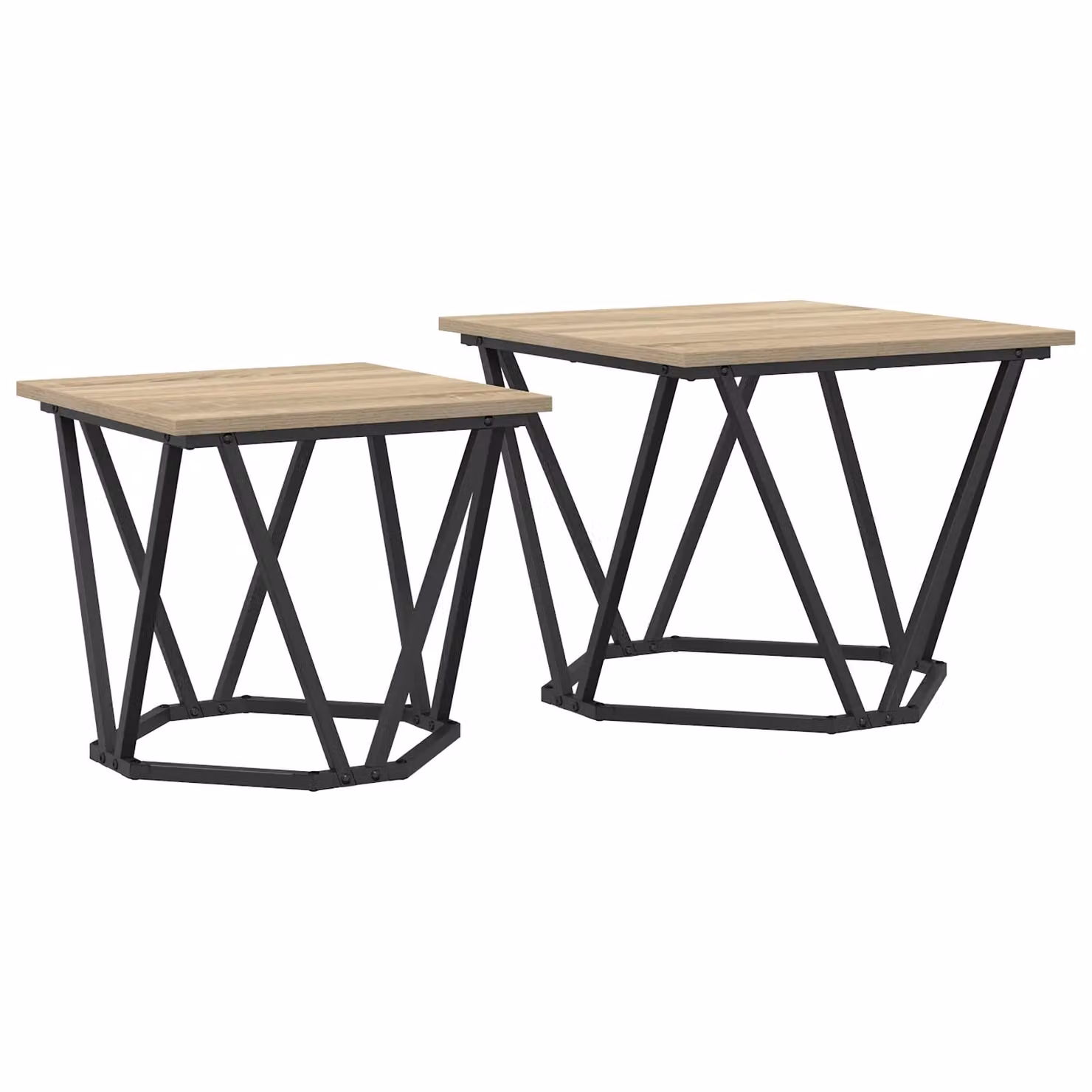 Berkfield Home Modern Rectangular Coffee Table in Brown with Metal X-Frame, W/D/H: 60 x 60 x 40 cm – 2