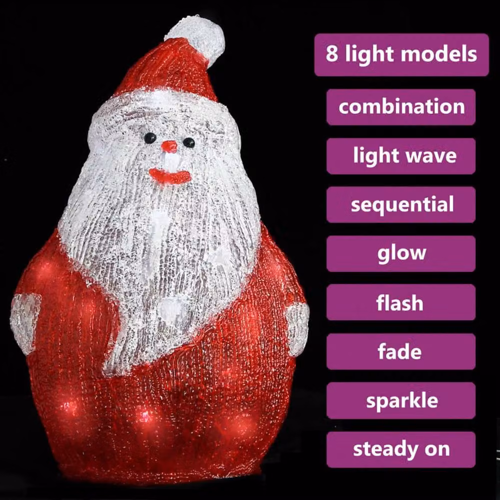 Berkfield Home LED Christmas Acrylic Santa Figure in Red, Height: 28 cm – 4