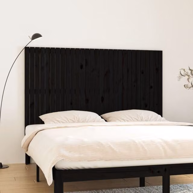 Berkfield Home Black Rustic Solid Pine Wall Mounted Headboard W/D/H: 185 x 3 x 110 cm