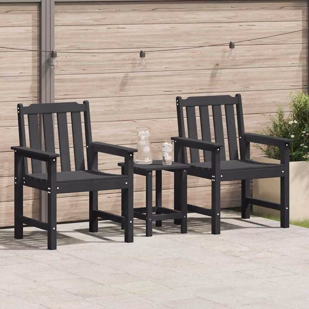 Berkfield Home Modern Garden Dining Chairs, Set of 2, Black HDPE – 2