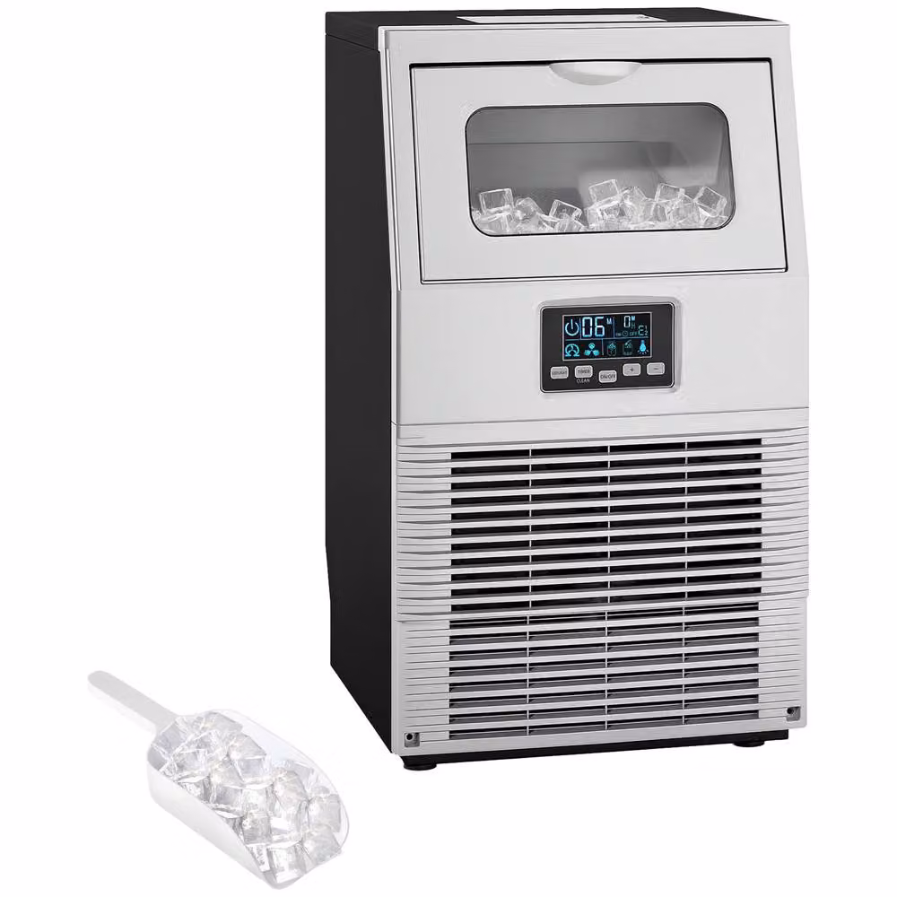 HOMCOM Commercial Ice Maker with 4kg Ice Storage in Silver – 2