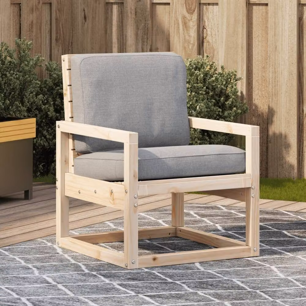 Berkfield Home Rustic Solid Pine Garden Chair in Light Oak, W/D/H: 57.5 x 63 x 76 cm – 2