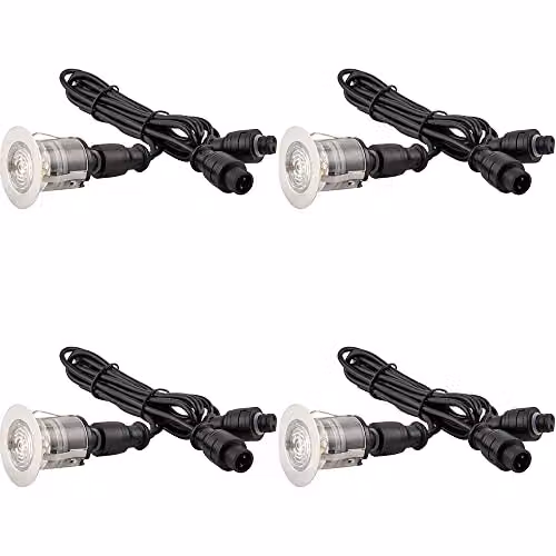 Loops 4 Pack Single 35mm Recessed Decking Light Module, CCT LED, Silver Stainless Steel and Transparent Polycarbonate – 1