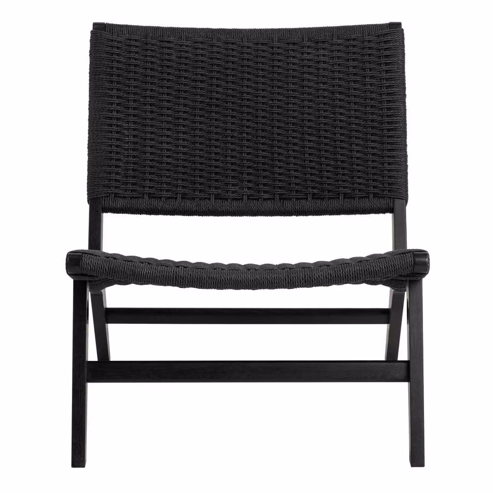 Wyld Haus Wigletree Black Oak Look Lounge Chair with Handwoven Paper Seat and Armrests – 3