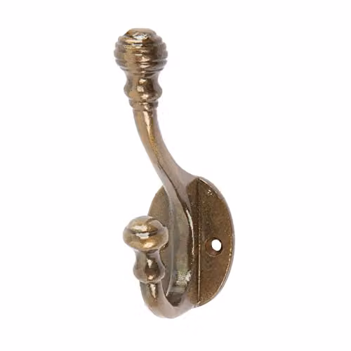 Hammer and Tongs Brass Ball End Wall Mounted Hat and Coat Hook in Gold, W: 3.2 cm, H: 9.5 cm – 1